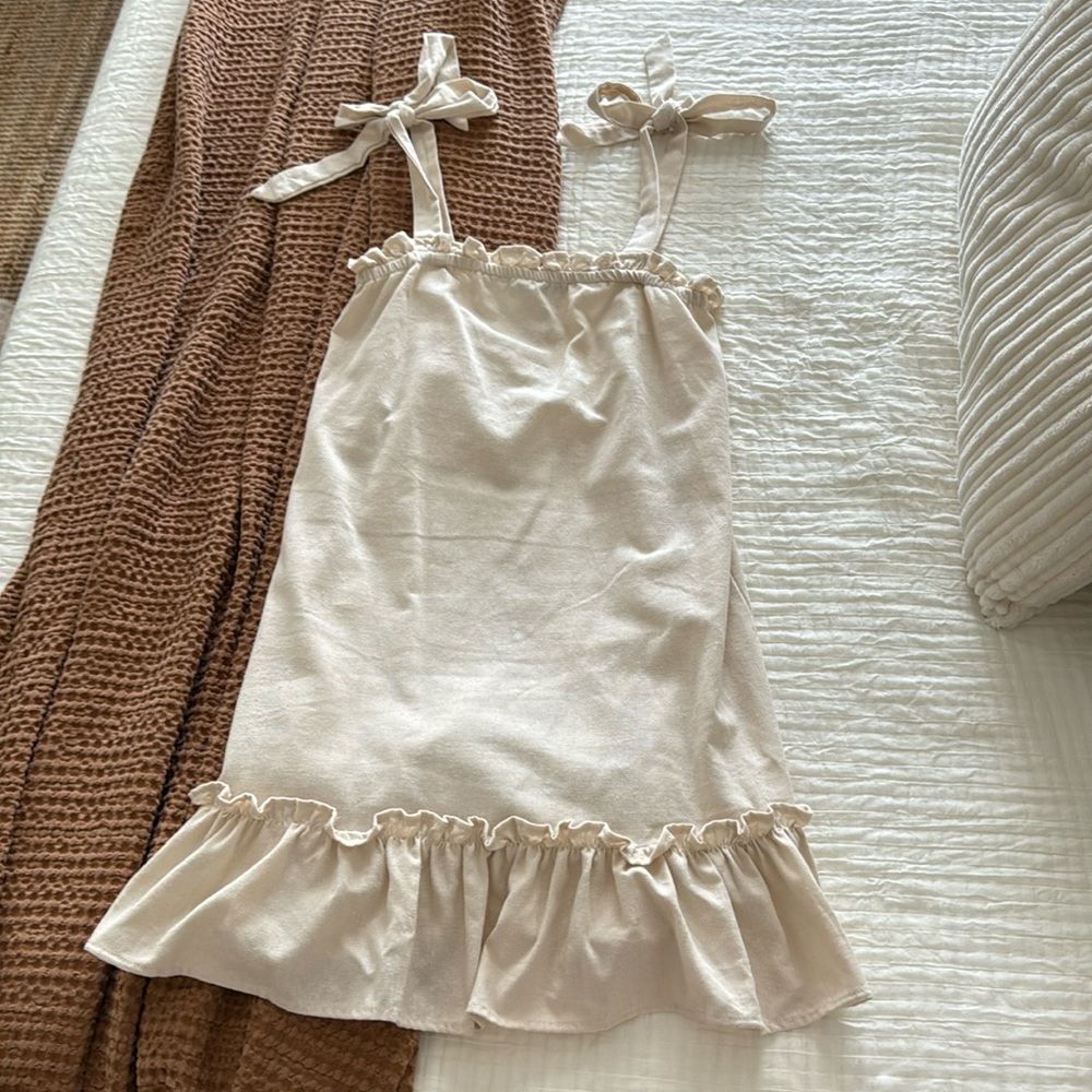 Linen Mini Dress with Adjustable Ties